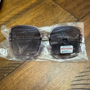 True Religion Earth Conscious Oversized Square Clear Purple Acetate Sunglasses